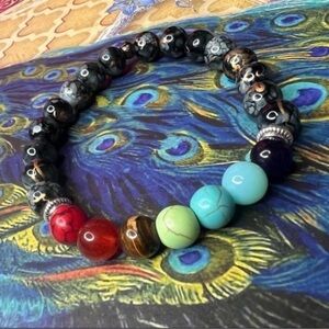 Chakra Handmade Beaded Stretchy Bracelet NWT